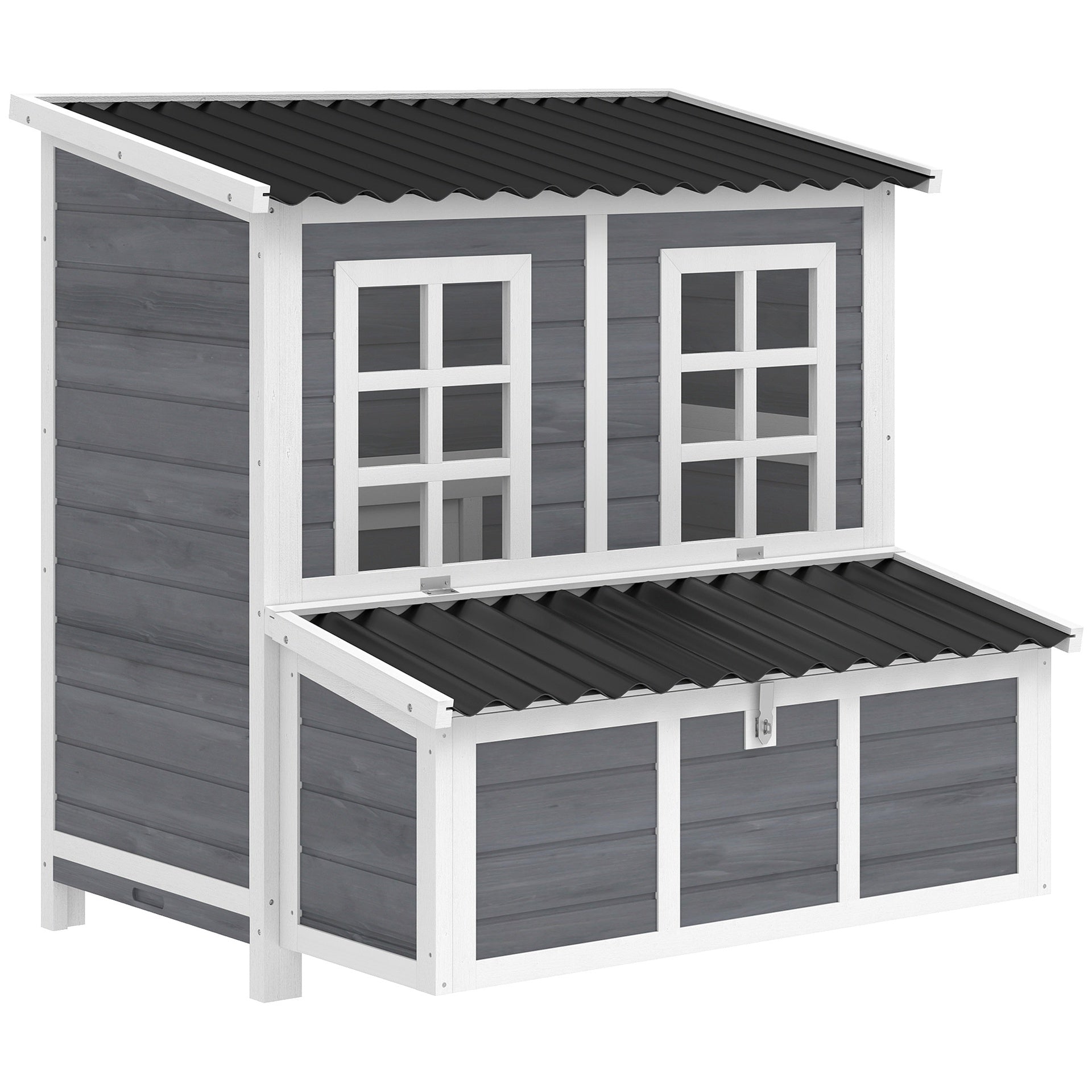 PawHut Wooden Chicken Coop with Nesting Box, Pull-Out Tray, Waterproof Roof, 39" Chicken House for 2-4 Chickens, Rabbits