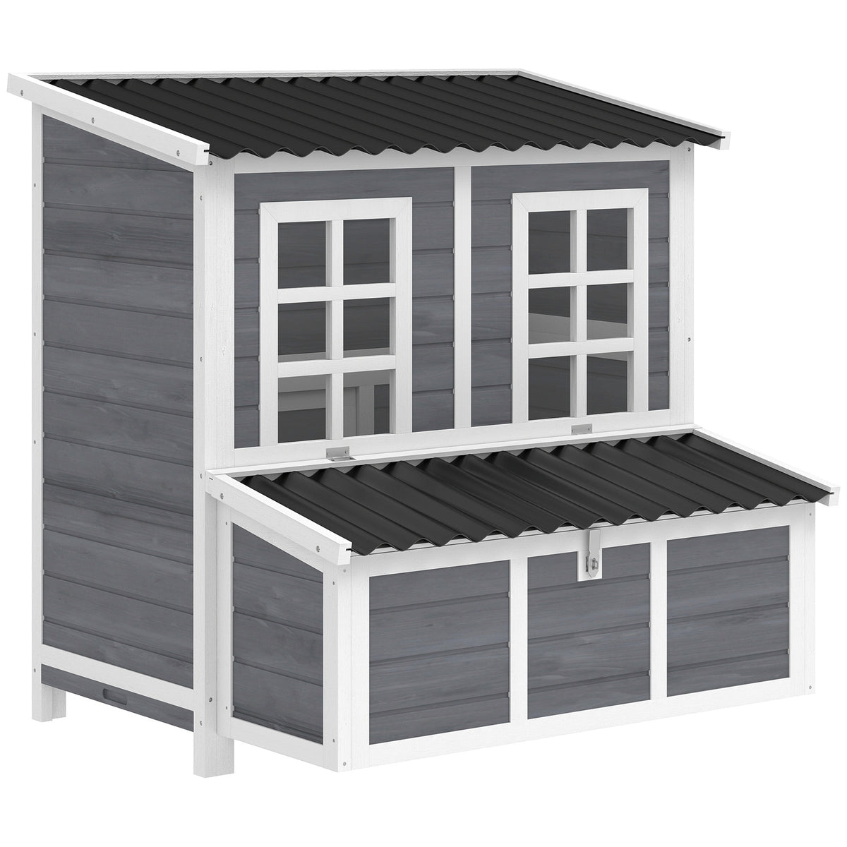PawHut Wooden Chicken Coop with Nesting Box, Pull-Out Tray, Waterproof Roof, 39" Chicken House for 2-4 Chickens, Rabbits