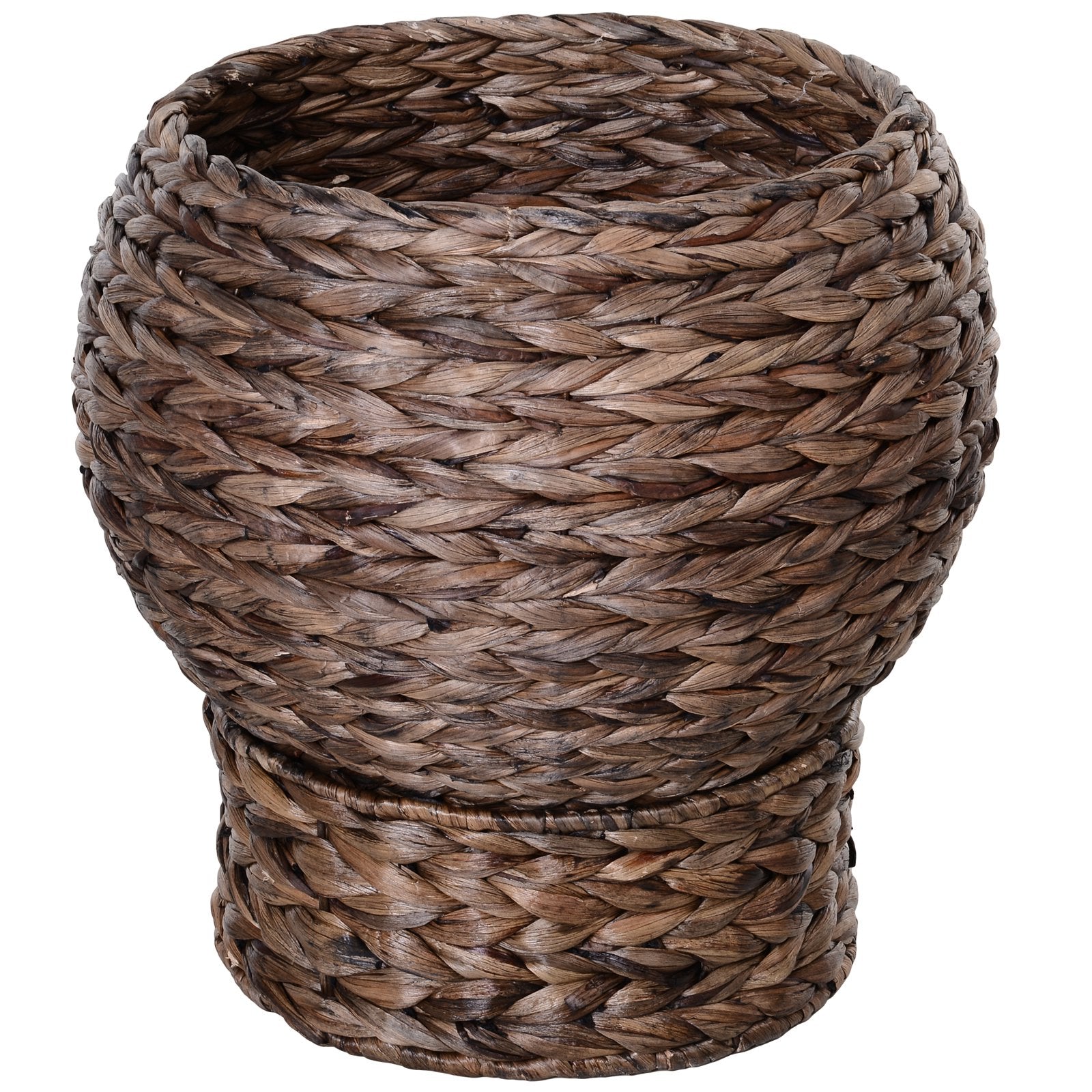 PawHut Handwoven Elevated Cat Bed with Rotating Basket and Soft Cushion, Wicker Cat Egg Chair with Stand, Brown