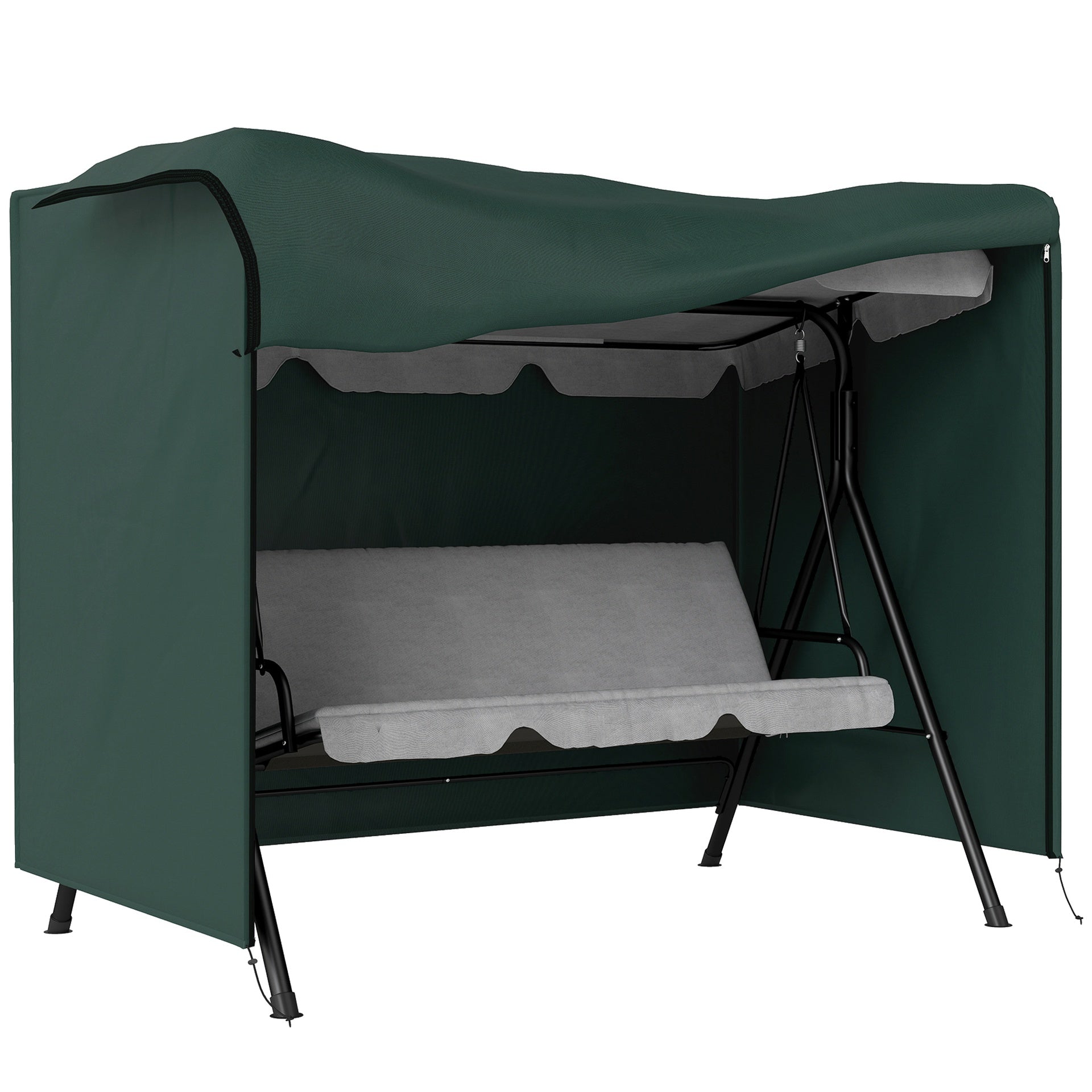 Outsunny Outdoor Patio Hammock Porch Swing Cover with UV, Water, & Dust Fighting Material, 81" x 49" x 65", Dark Green