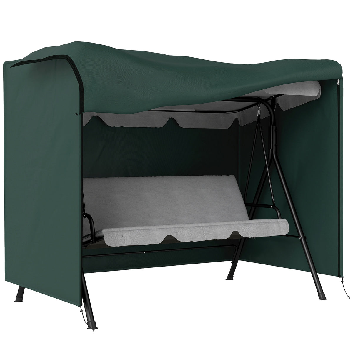Outsunny Outdoor Patio Hammock Porch Swing Cover with UV, Water, & Dust Fighting Material, 81" x 49" x 65", Dark Green