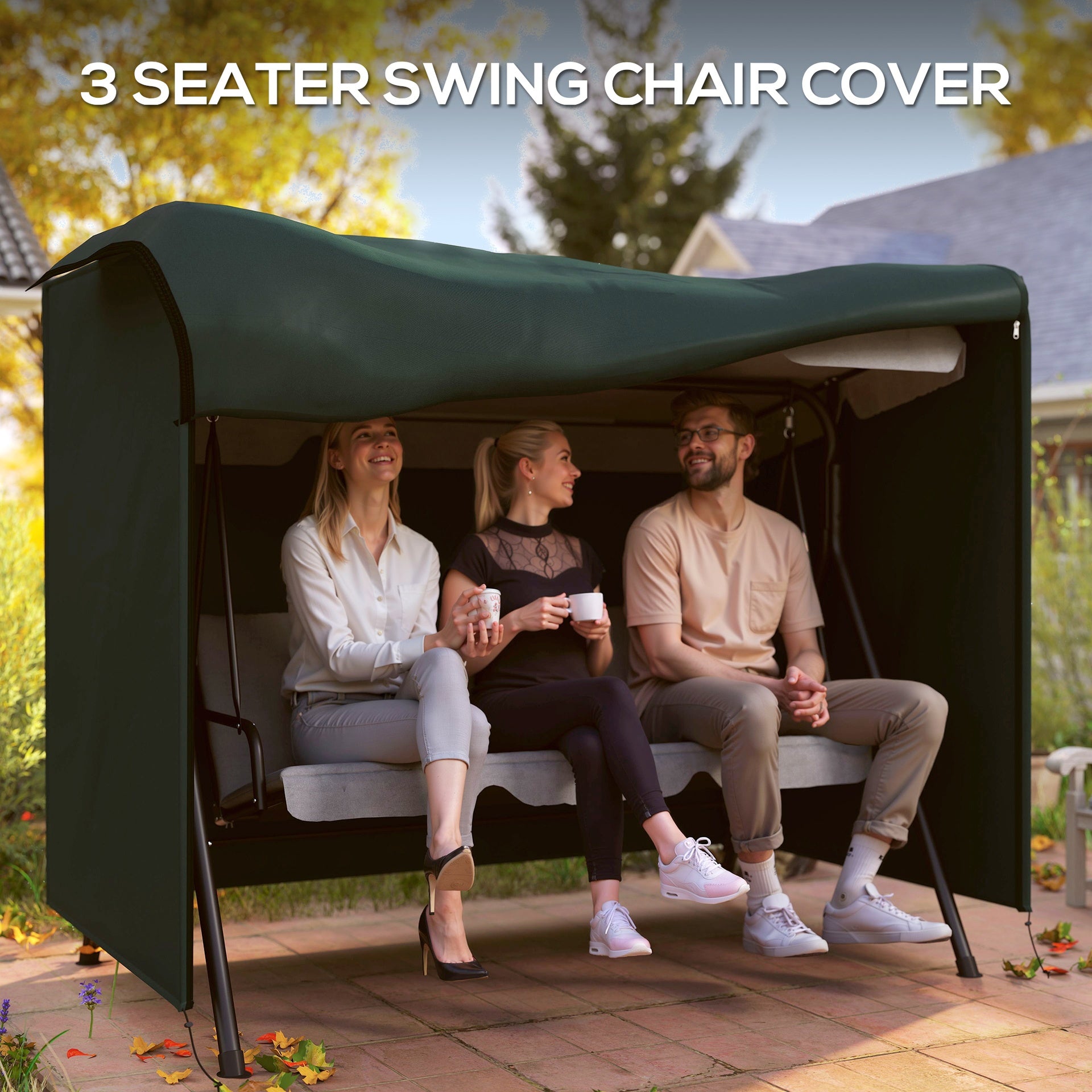 Outsunny Outdoor Patio Hammock Porch Swing Cover with UV, Water, & Dust Fighting Material, 81" x 49" x 65", Dark Green