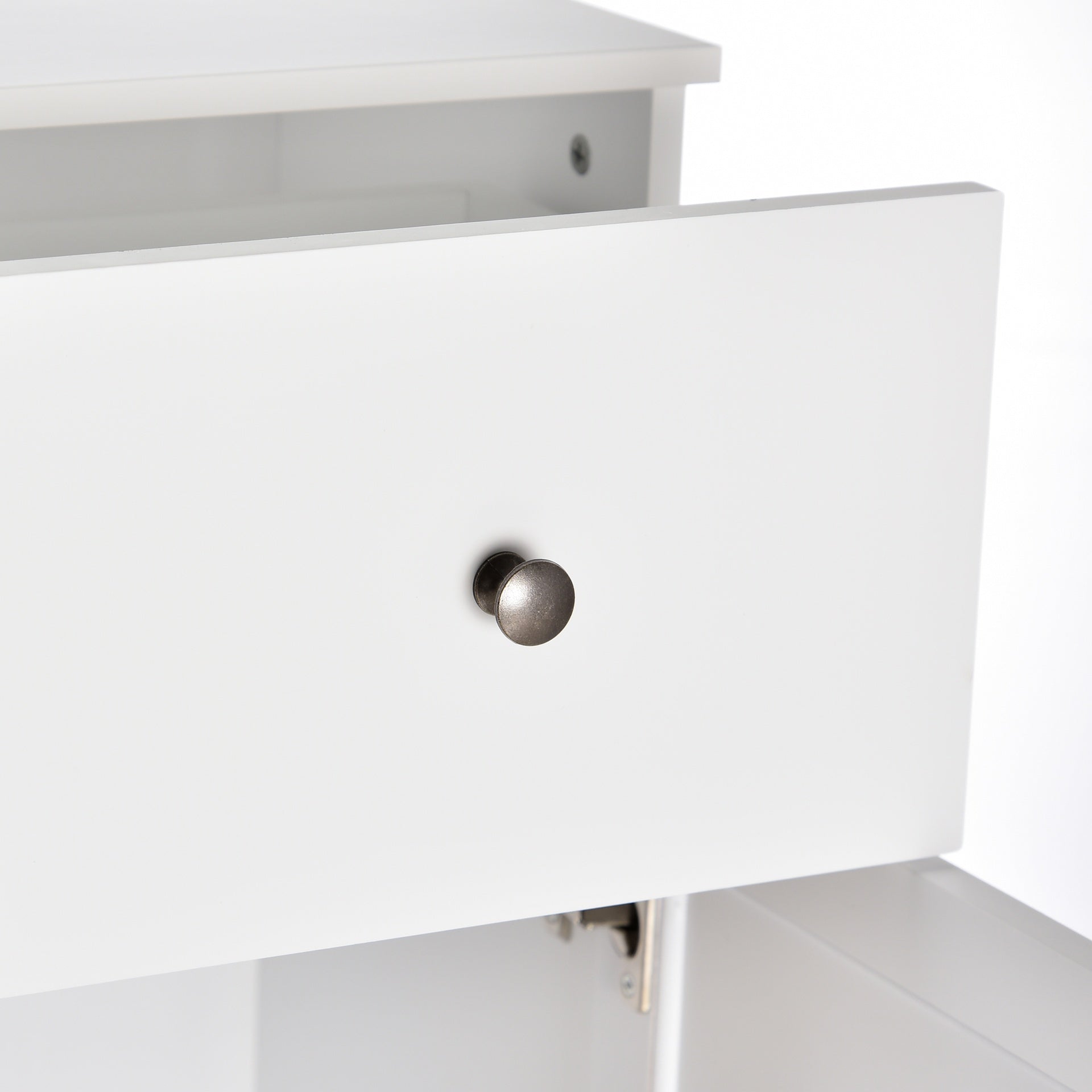 kleankin Short Bathroom Storage Cabinet, Cabinet Organizer with 1 Drawer and Adjustable Shelf for Living Room, White