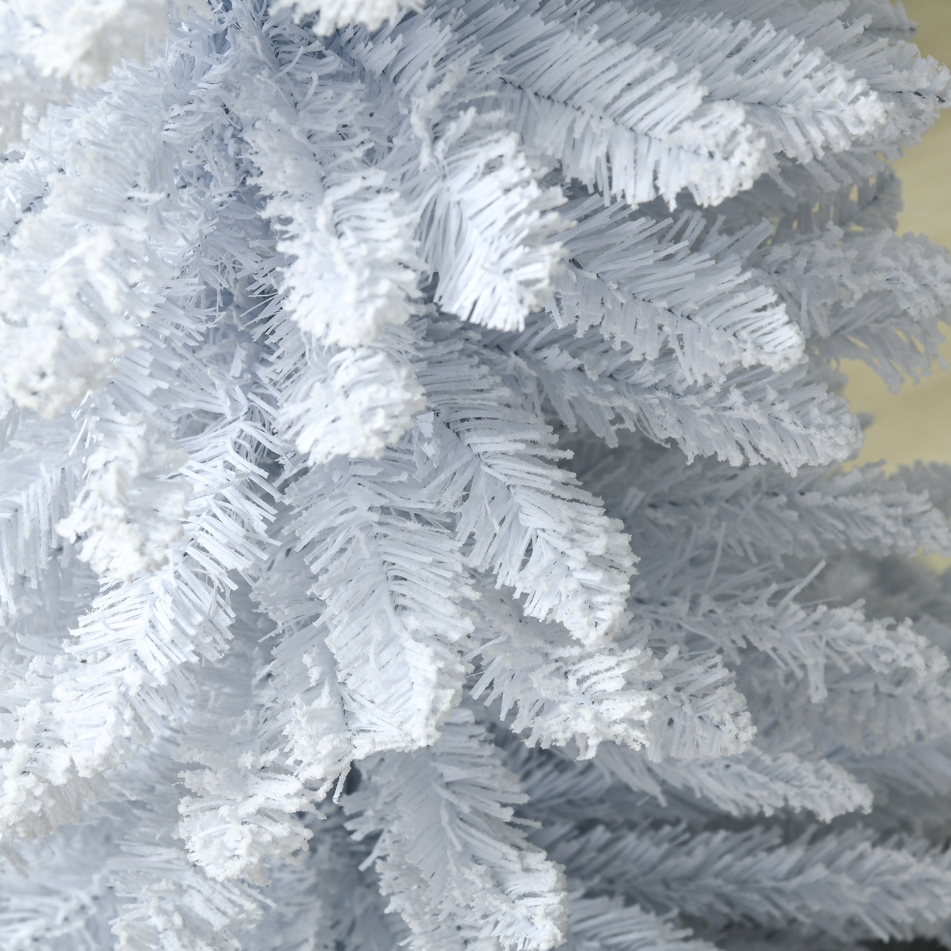 HOMCOM 5' Decorated Christmas Tree Snow Flocked Artificial Christmas Tree with Pencil Shape, Realistic Branches, White
