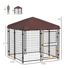 PawHut 4.6' x 4.6' x 5' Dog Kennel Outdoor with Waterproof Canopy, Large Door