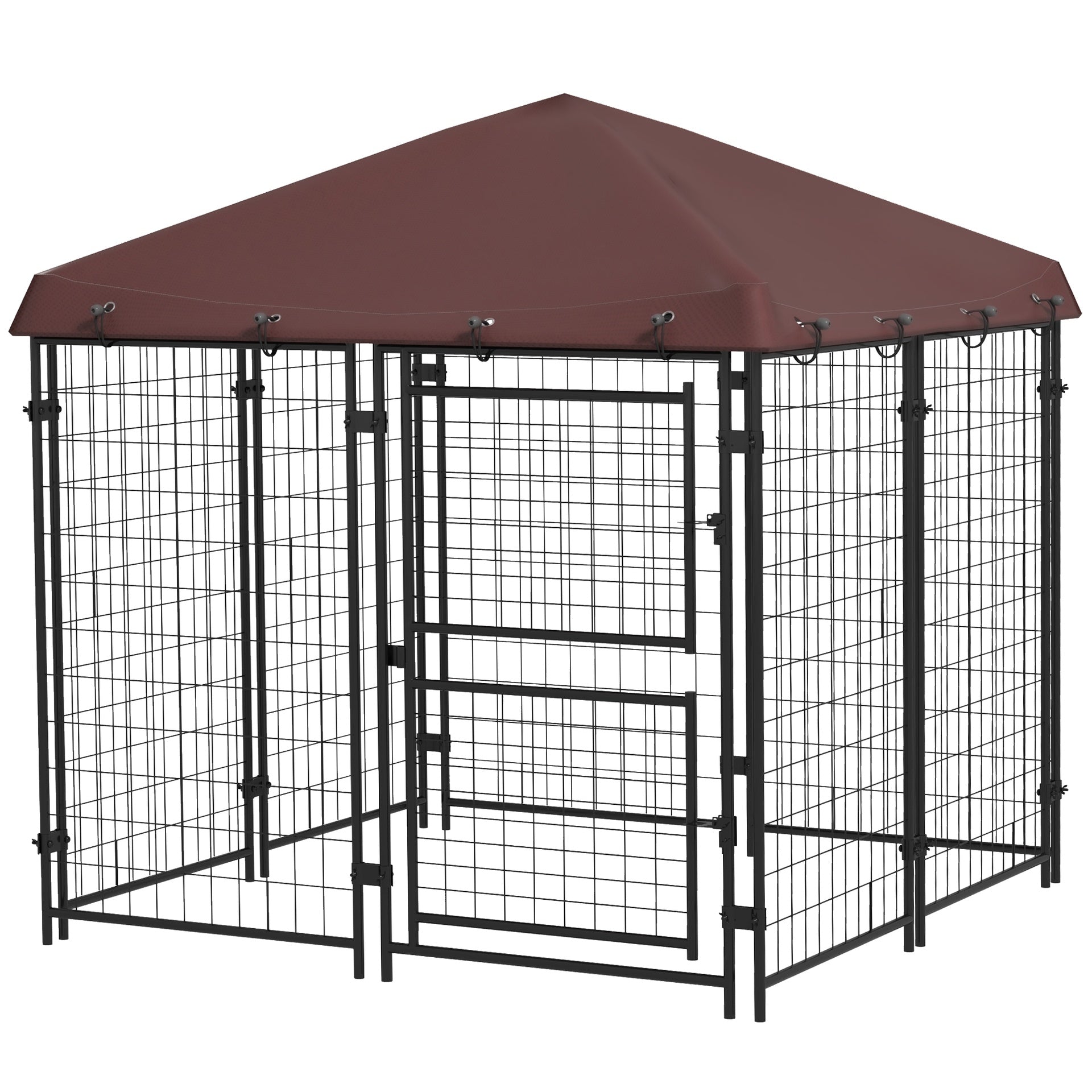 PawHut 4.6' x 4.6' x 5' Dog Kennel Outdoor with Waterproof Canopy, Large Door