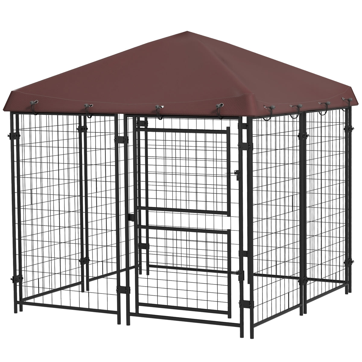 PawHut 4.6' x 4.6' x 5' Dog Kennel Outdoor with Waterproof Canopy, Large Door