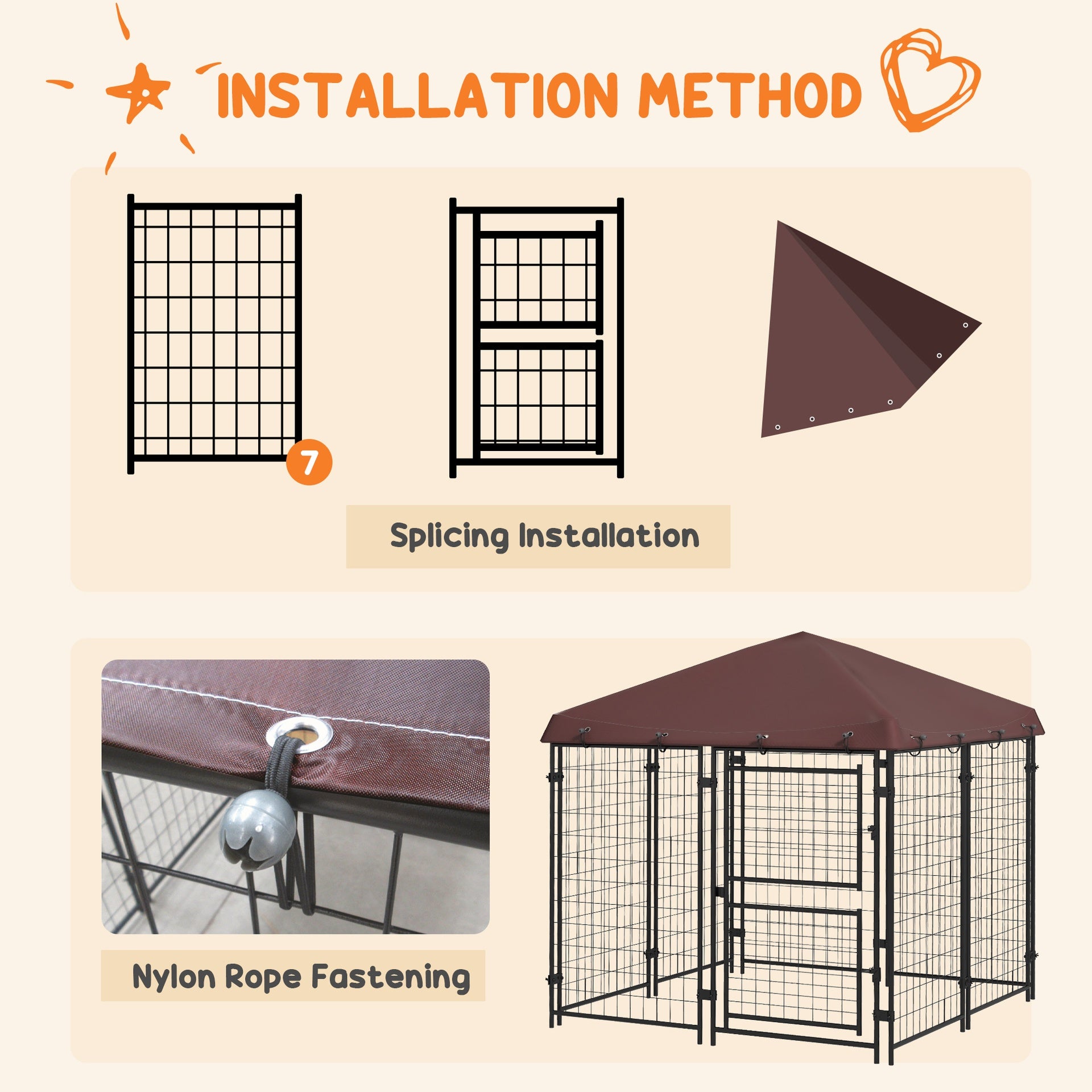 PawHut 4.6' x 4.6' x 5' Dog Kennel Outdoor with Waterproof Canopy, Large Door