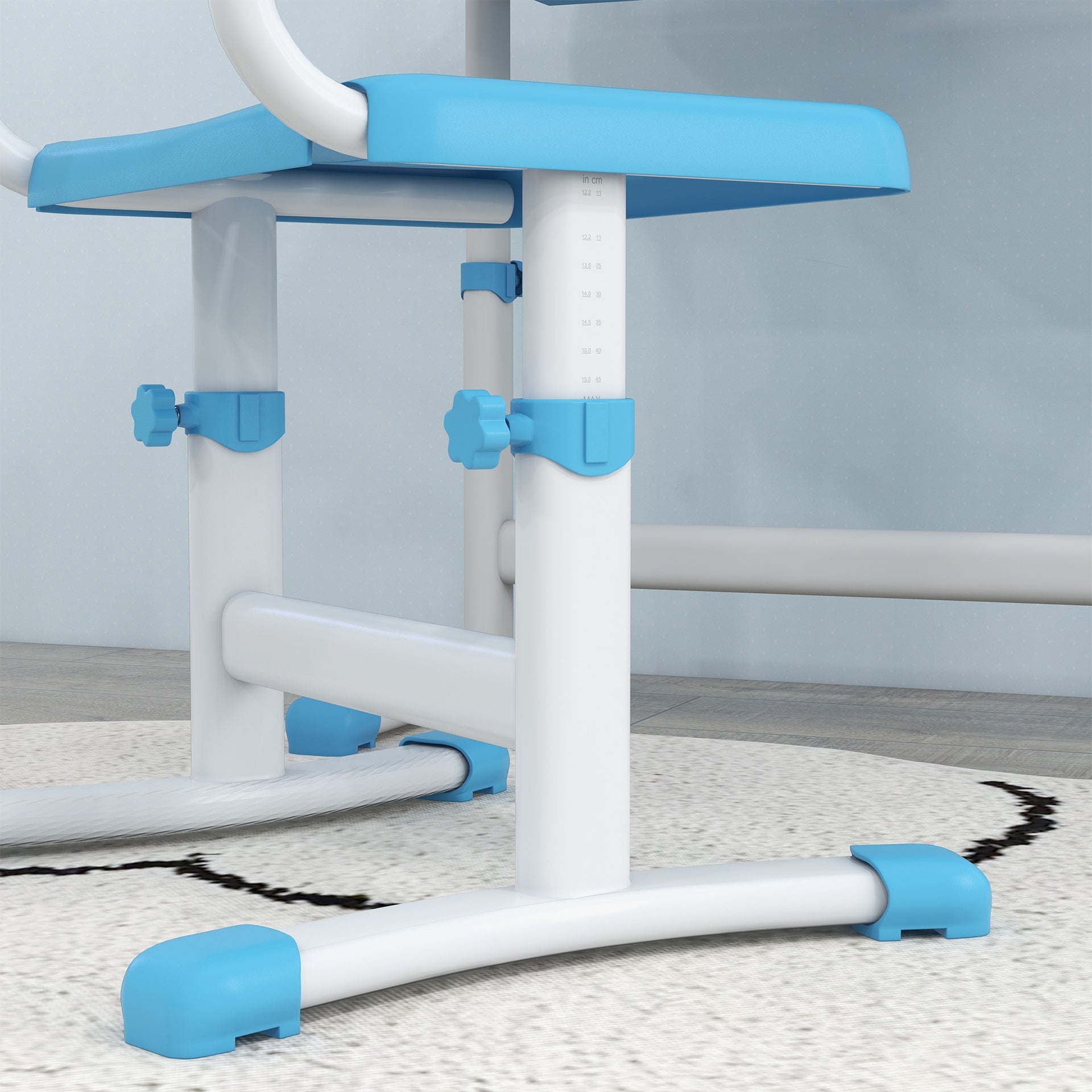 Qaba Kids Desk and Chair Set with USB Light, Storage Drawer, Blue