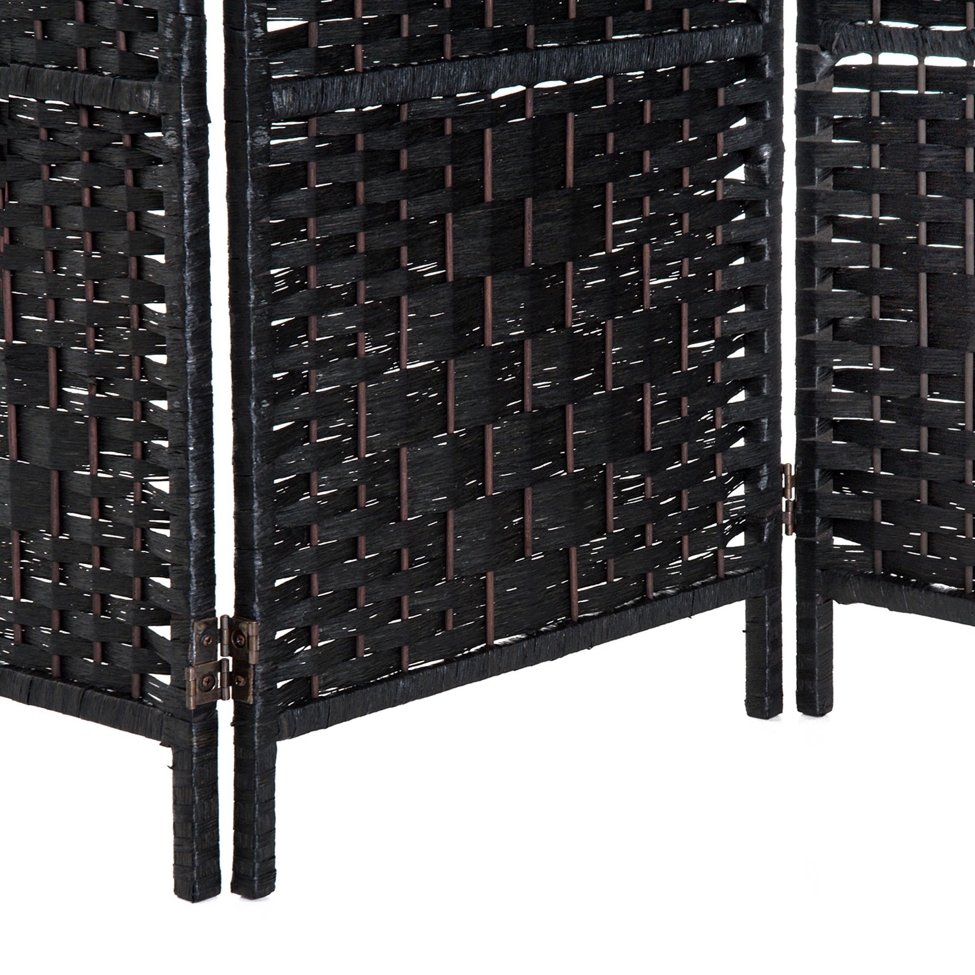 HOMCOM Room Divider 3 Panel, 6FT Tall Folding Privacy Screen, Freestanding Hand-Woven Partition for Room Separation with 360° Hinges, Paper Rope Diamond Weave, Black