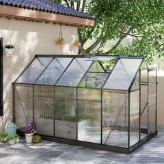 Outsunny 6.2' x 10.3' x 6.6' Outdoor Greenhouse with Walk-in Vent Door for Backyard Garden Gray