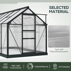 Outsunny 6.2' x 10.3' x 6.6' Outdoor Greenhouse with Walk-in Vent Door for Backyard Garden Gray