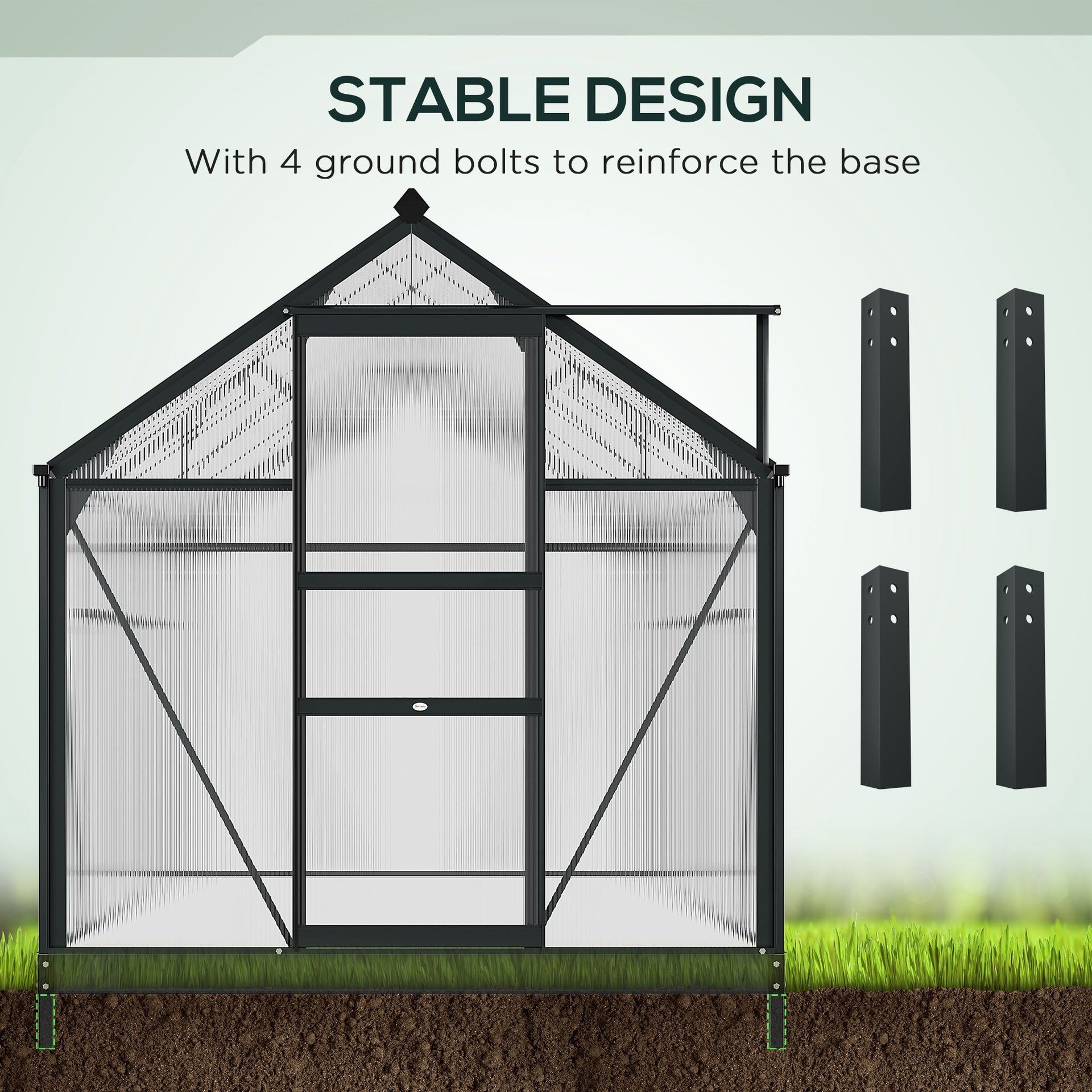 Outsunny 6.2' x 10.3' x 6.6' Outdoor Greenhouse with Walk-in Vent Door for Backyard Garden Gray