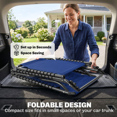 Outsunny 2 Folding Chaise Lounge Pool Chairs with 4-Position Reclining Back, Pillow, Breathable Mesh & Bungee Seat, Blue