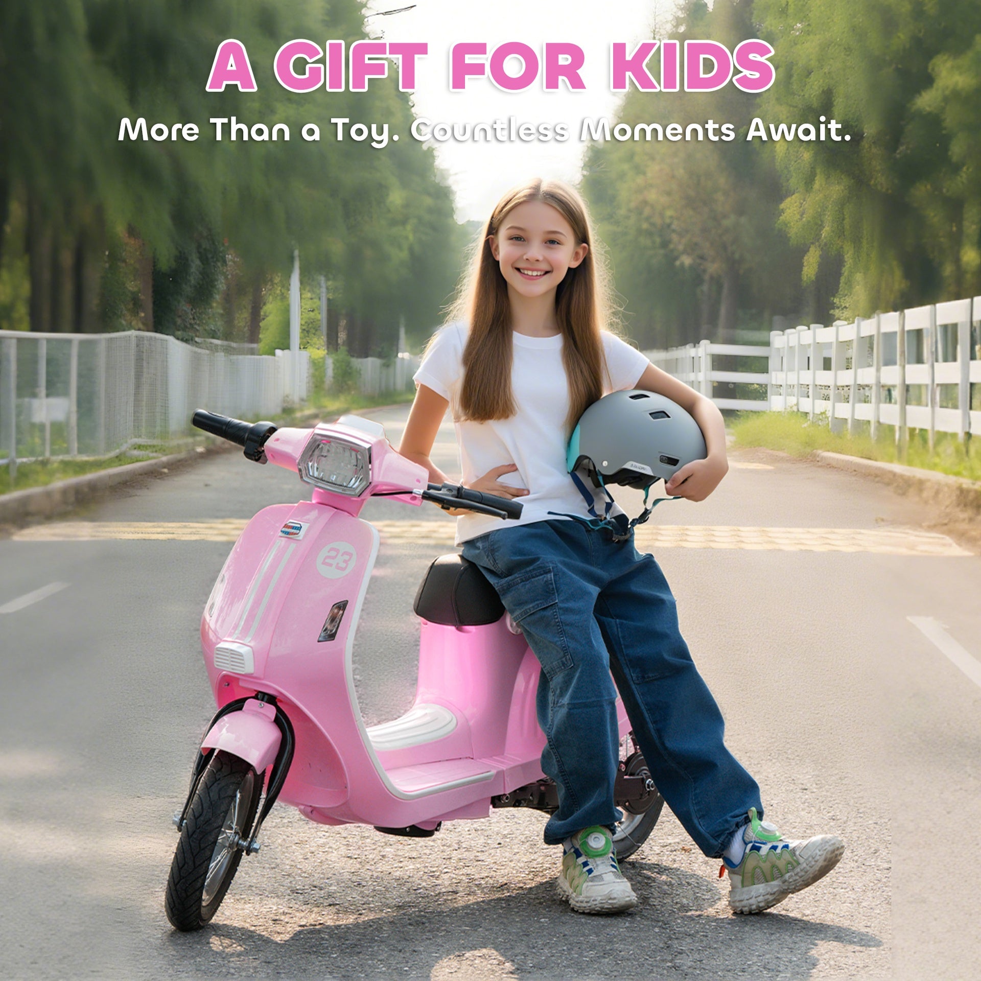 Qaba 24V Kids Motorcycle with 3-Speed, Electric Motorcycle with Rear Suspension and LED Lights for 8-12 Years Old, Pink