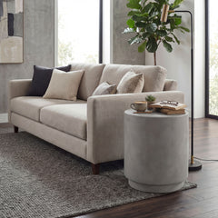 HOMCOM Lightweight Accent Table with Concrete Finish Round Side Table, Light Gray
