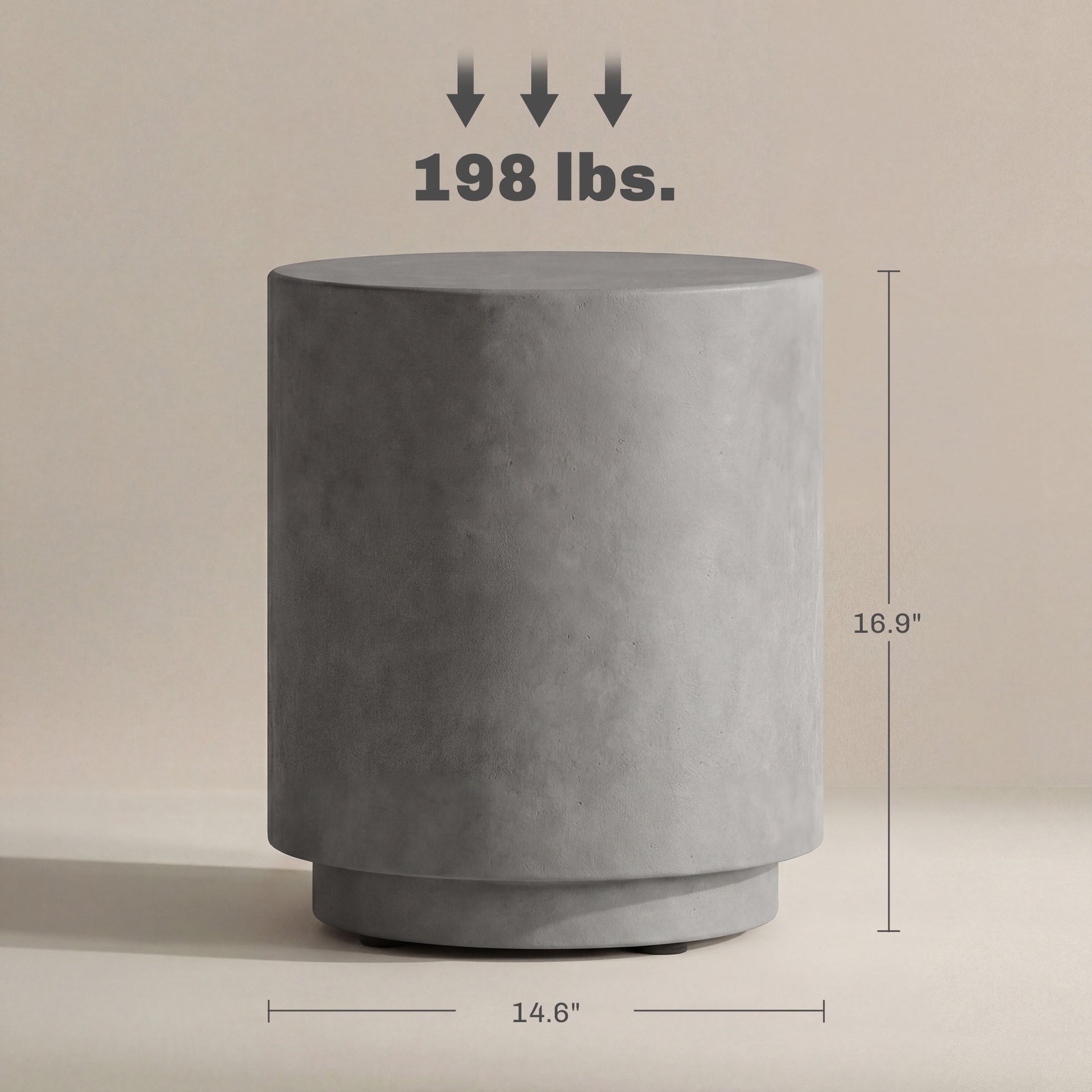 HOMCOM Lightweight Accent Table with Concrete Finish Round Side Table, Light Gray