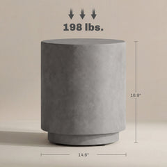 HOMCOM Lightweight Accent Table with Concrete Finish Round Side Table, Light Gray