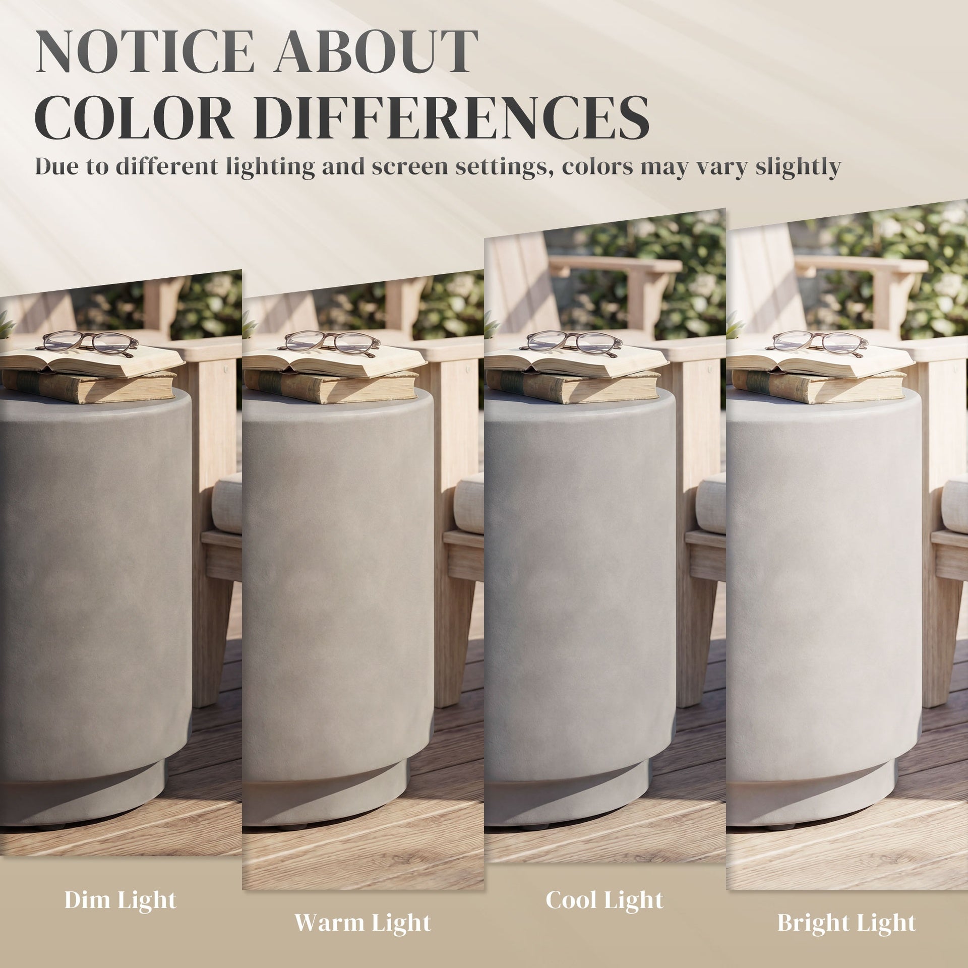 HOMCOM Lightweight Accent Table with Concrete Finish Round Side Table, Light Gray