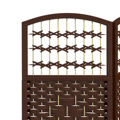 HOMCOM 6 Panel Folding Room Divider Portable Privacy Screen Wave Fiber Room Partition for Home Office Brown