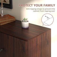 HOMCOM Retro Sideboard with 2 Cabinets 3 Drawers, Buffet Table, Rustic Brown