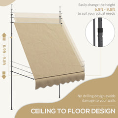Outsunny 6.5' x 4' Manual Retractable Awning, Non-Screw Patio Awning, UV Resistant for Window or Door, Beige