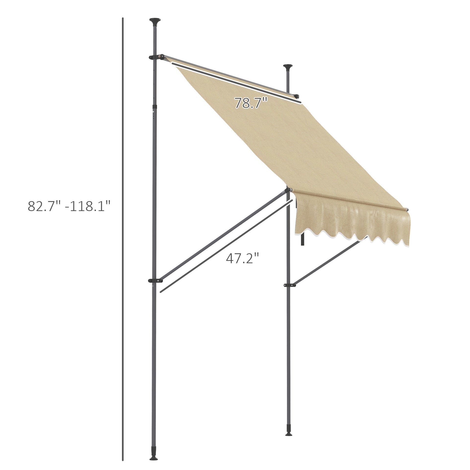 Outsunny 6.5' x 4' Manual Retractable Awning, Non-Screw Patio Awning, UV Resistant for Window or Door, Beige