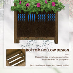 Outsunny Wooden Raised Garden Bed, Planter with Trellis for Vine Climbing and Vegetables, Herbs and Flowers Growing, Carbonized