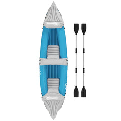Outsunny Kayak, 2 Person Inflatable Kayak, Includes Paddles, Aluminum Oars, Repair Kit, Portable Tandem Blow Up Boat, Blue
