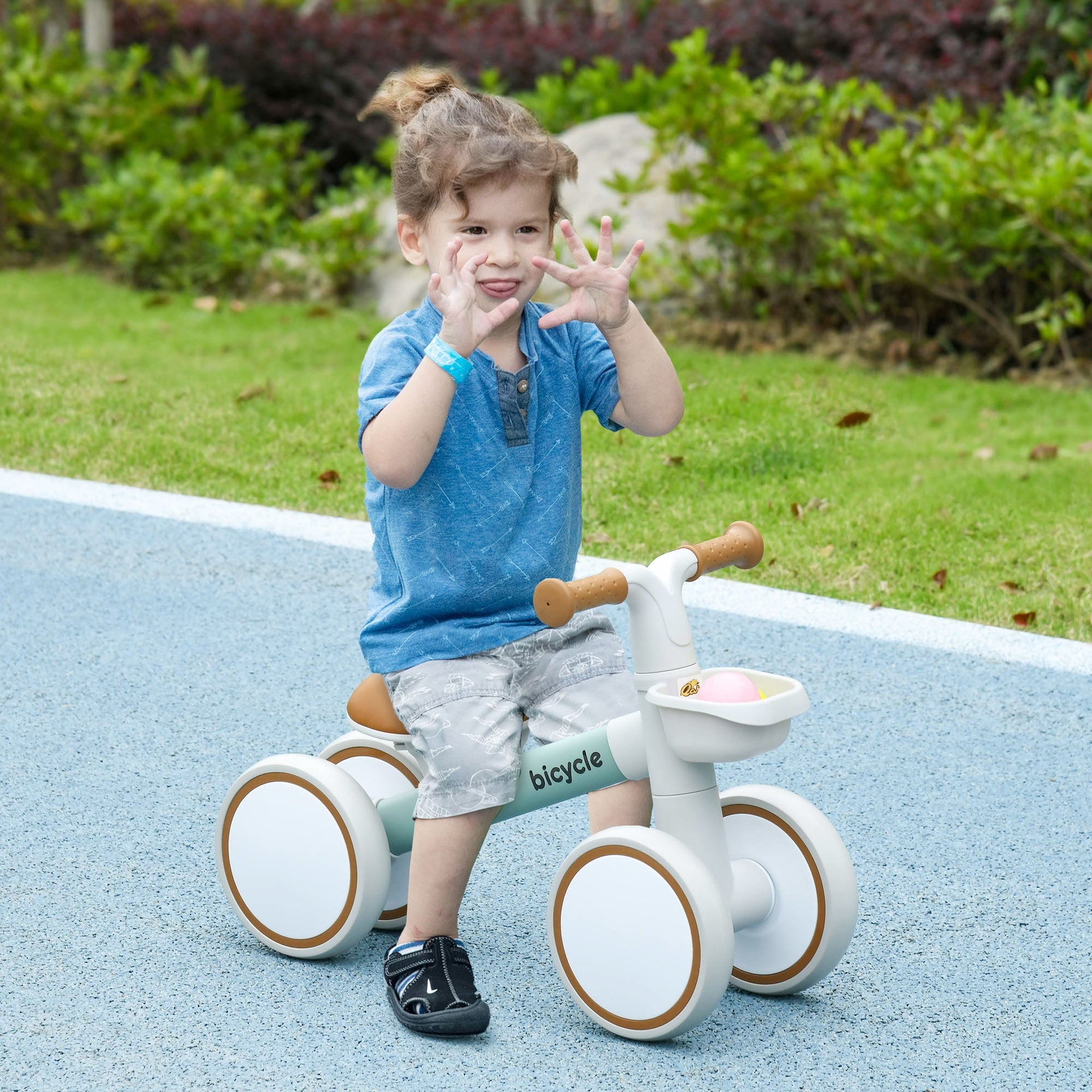 Qaba Balance Bike for Toddlers 1-3 Years with Adjustable Seat, Silent Wheels, No Pedal Bike, Green