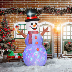 Outsunny 7.9' Inflatable Branch Hand Snowman w/ Rotating Colorful LED Light, Blow-Up Outdoor Display for Party