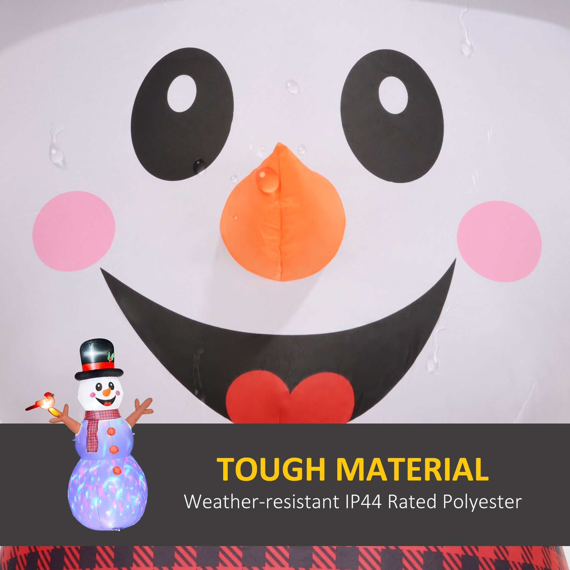 Outsunny 7.9' Inflatable Branch Hand Snowman w/ Rotating Colorful LED Light, Blow-Up Outdoor Display for Party
