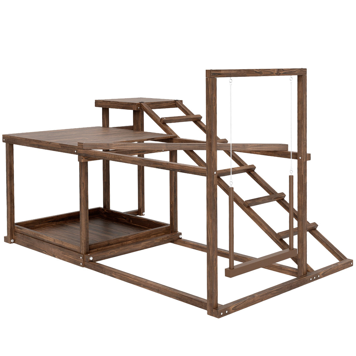 PawHut Chicken Perch with Swing, Roosting Bars & 2 Ladders for 4–6 Hens, Wooden