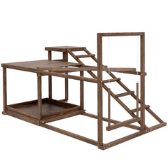PawHut Chicken Perch with Swing, Roosting Bars & 2 Ladders for 4–6 Hens, Wooden