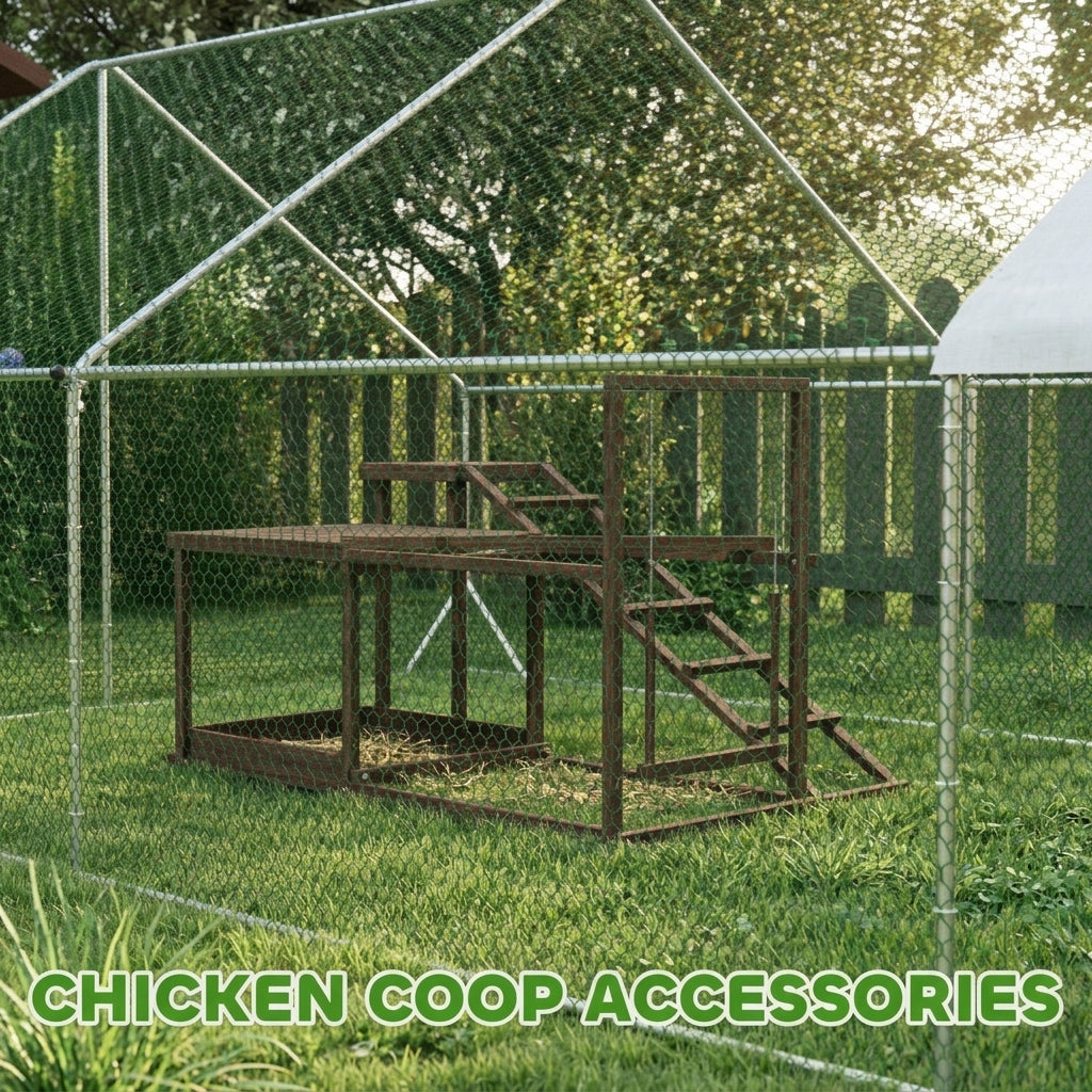 PawHut Chicken Perch with Swing, Roosting Bars & 2 Ladders for 4–6 Hens, Wooden