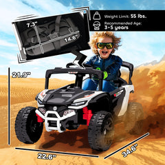 Qaba 12V Kids Ride On Truck, Battery Powered Electric UTV Vehicle with Rear Suspension, Remote Control for 3-5 Years, White