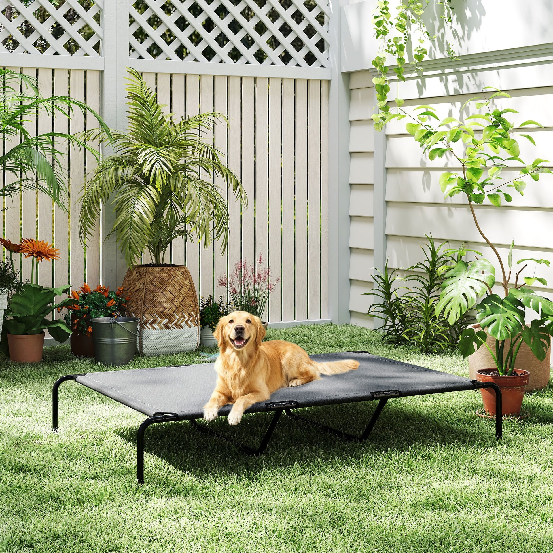PawHut Elevated Dog Bed for Large Breeds Gray 60"L
