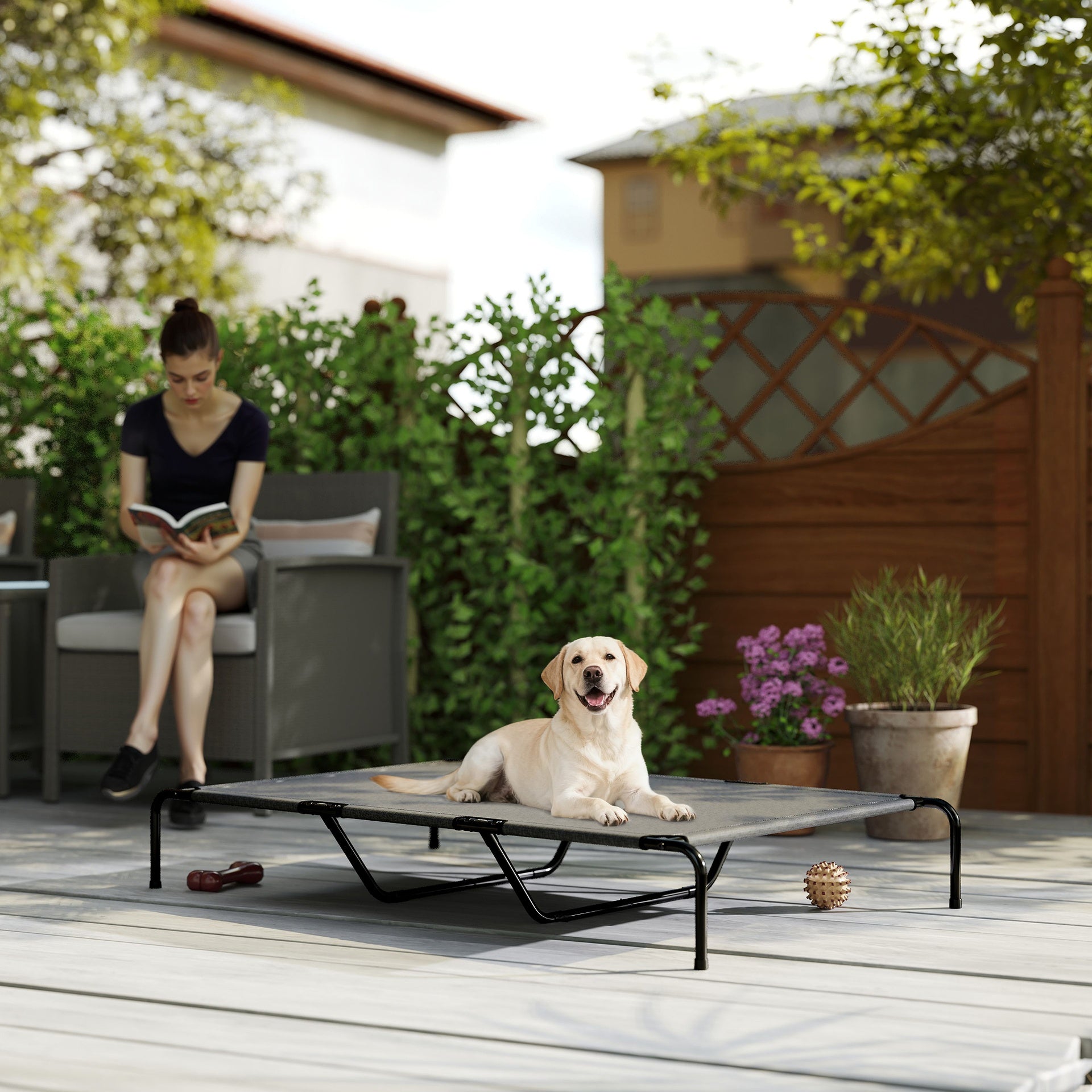 PawHut Elevated Dog Bed for Large Breeds Gray 60"L