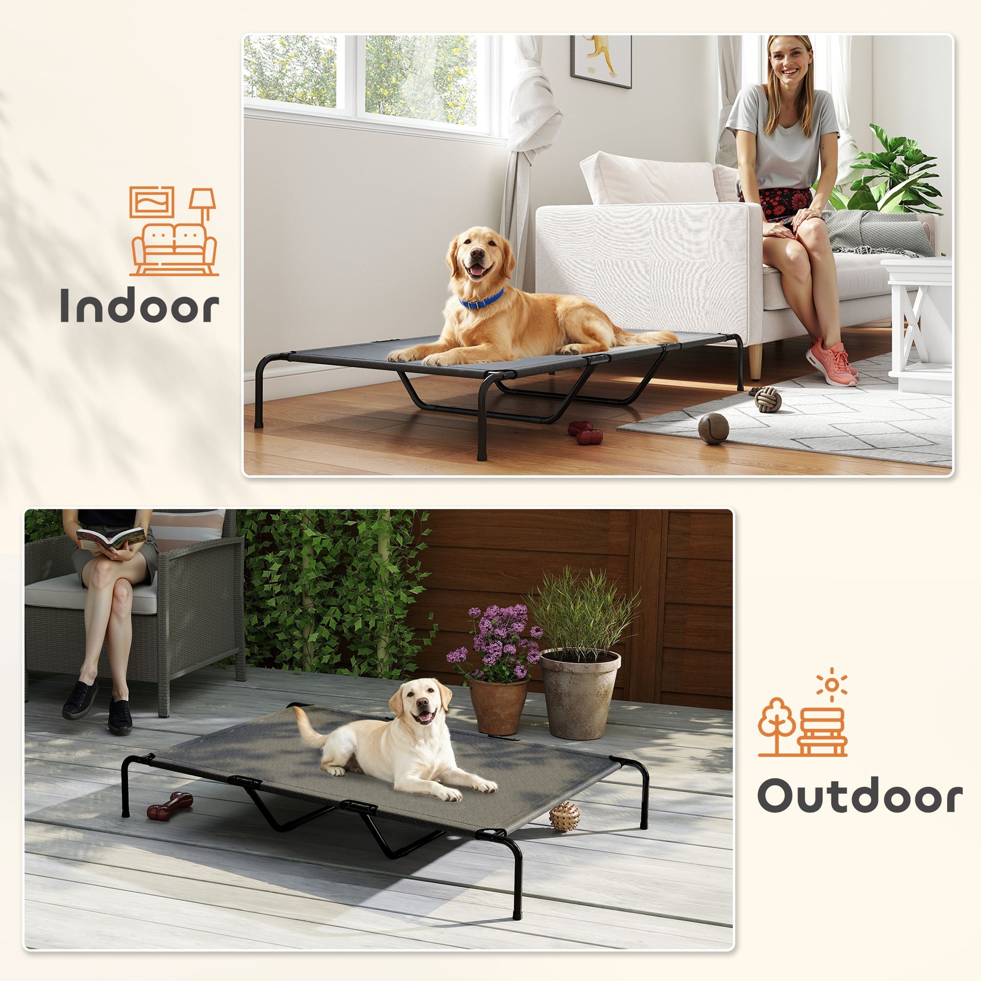 PawHut Elevated Dog Bed for Large Breeds Gray 60"L