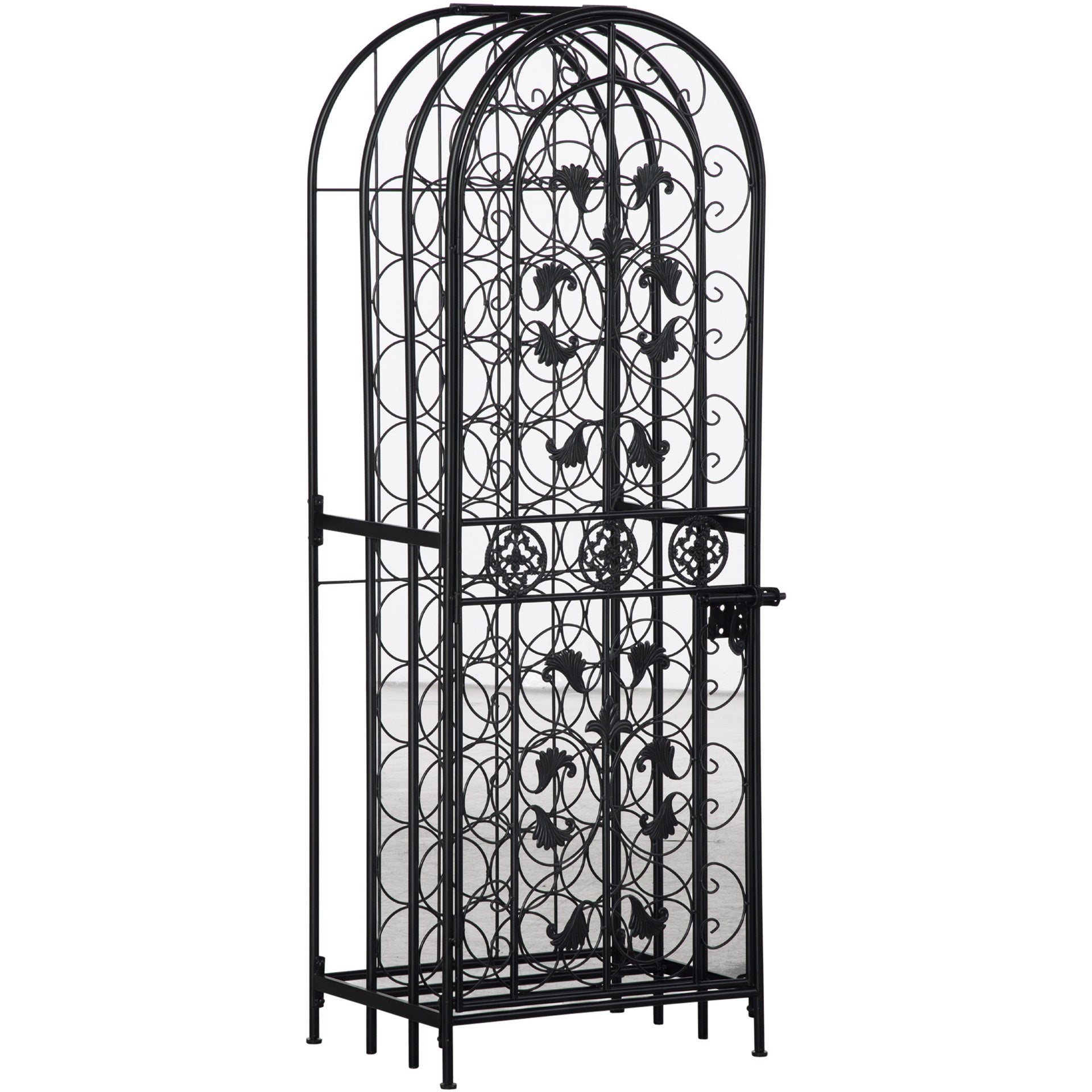HOMCOM 45-Bottle Modern Wine Organizer Decorative Portable Wrought Iron Wine Rack Jail