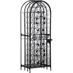 HOMCOM 45-Bottle Modern Wine Organizer Decorative Portable Wrought Iron Wine Rack Jail