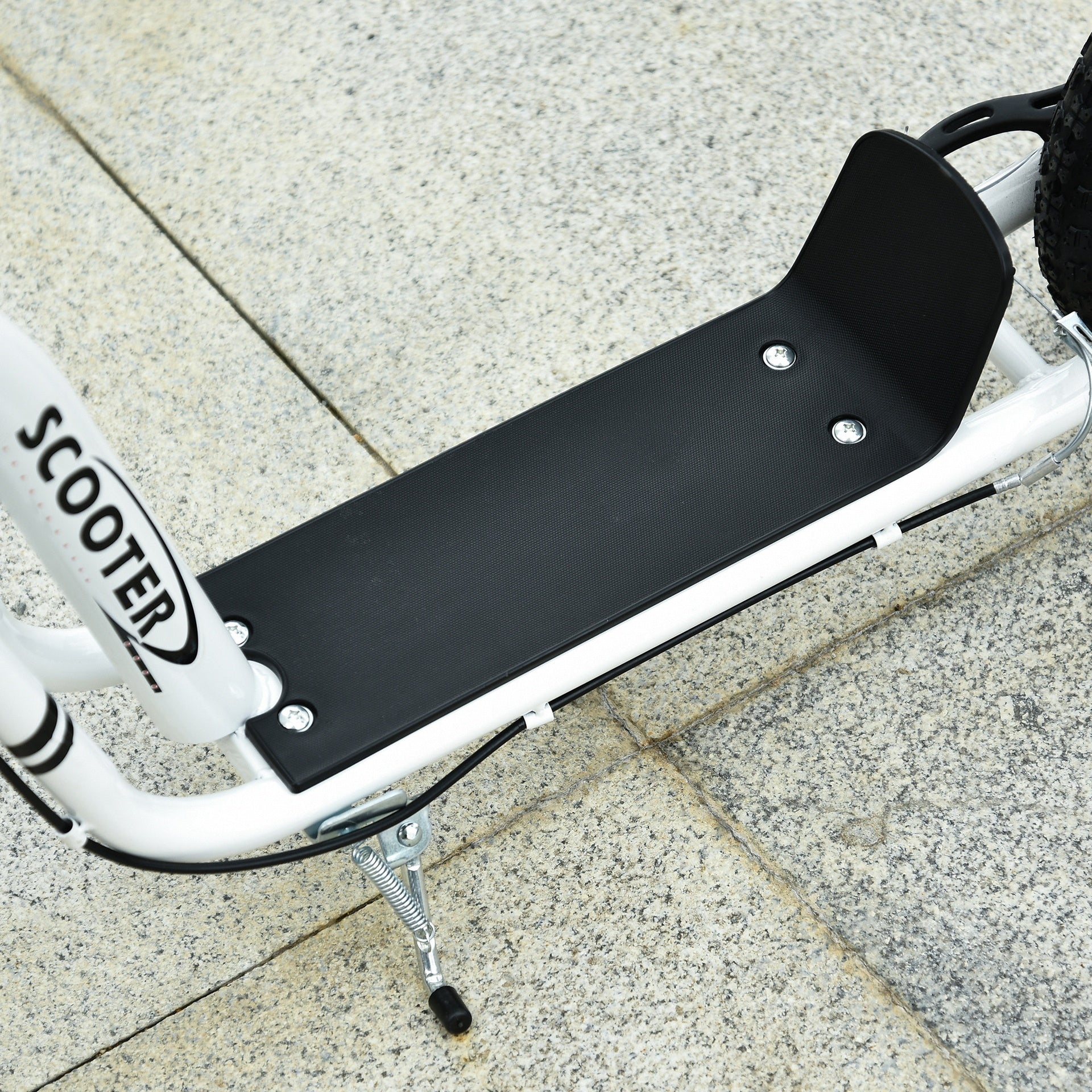 Aosom Youth Scooter Front and Rear Caliper Dual Brakes 12-Inch Inflatable Front Wheel Ride On Toy For Age 5+ - White