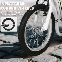 Aosom Youth Scooter Front and Rear Caliper Dual Brakes 12-Inch Inflatable Front Wheel Ride On Toy For Age 5+ - White
