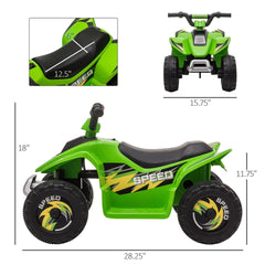 Aosom 6V Kids ATV Ride on 4-Wheeler Car, Electric Quad Toy Battery Powered Vehicle with Forward/ Reverse Switch for 18-36 Months Old Toddlers, Green