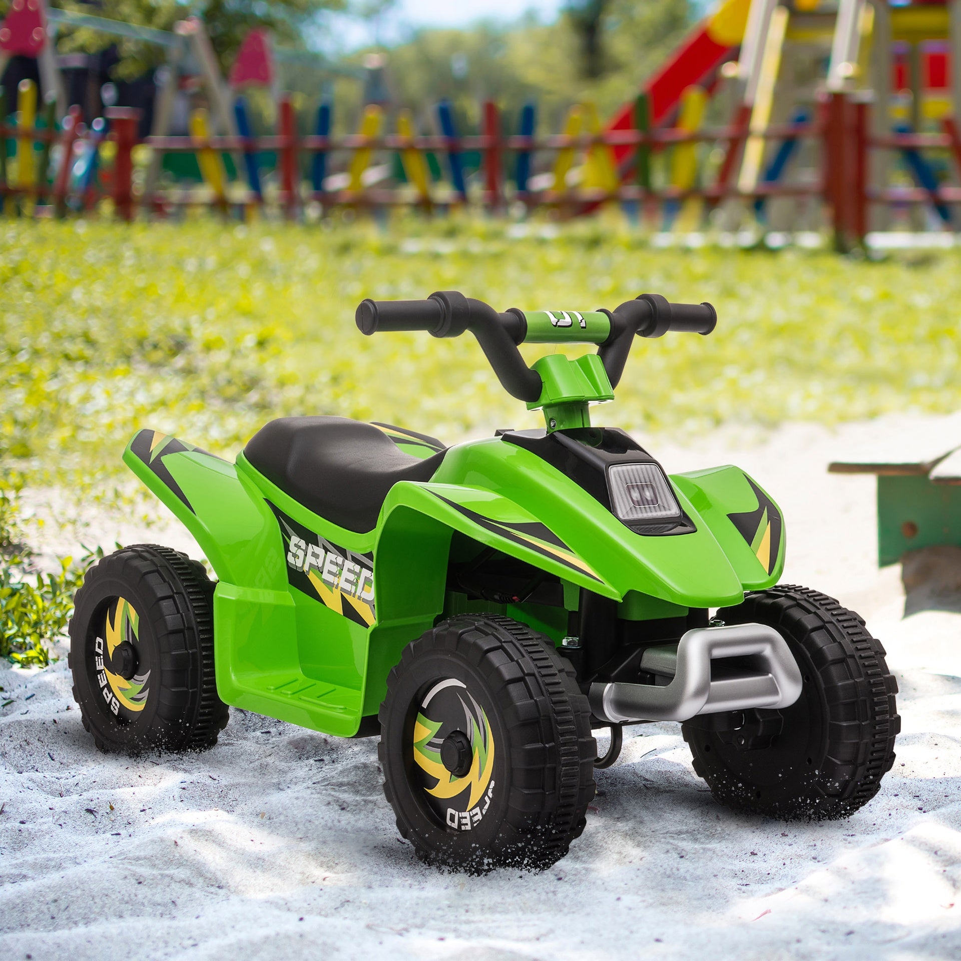 Aosom 6V Kids ATV Ride on 4-Wheeler Car, Electric Quad Toy Battery Powered Vehicle with Forward/ Reverse Switch for 18-36 Months Old Toddlers, Green