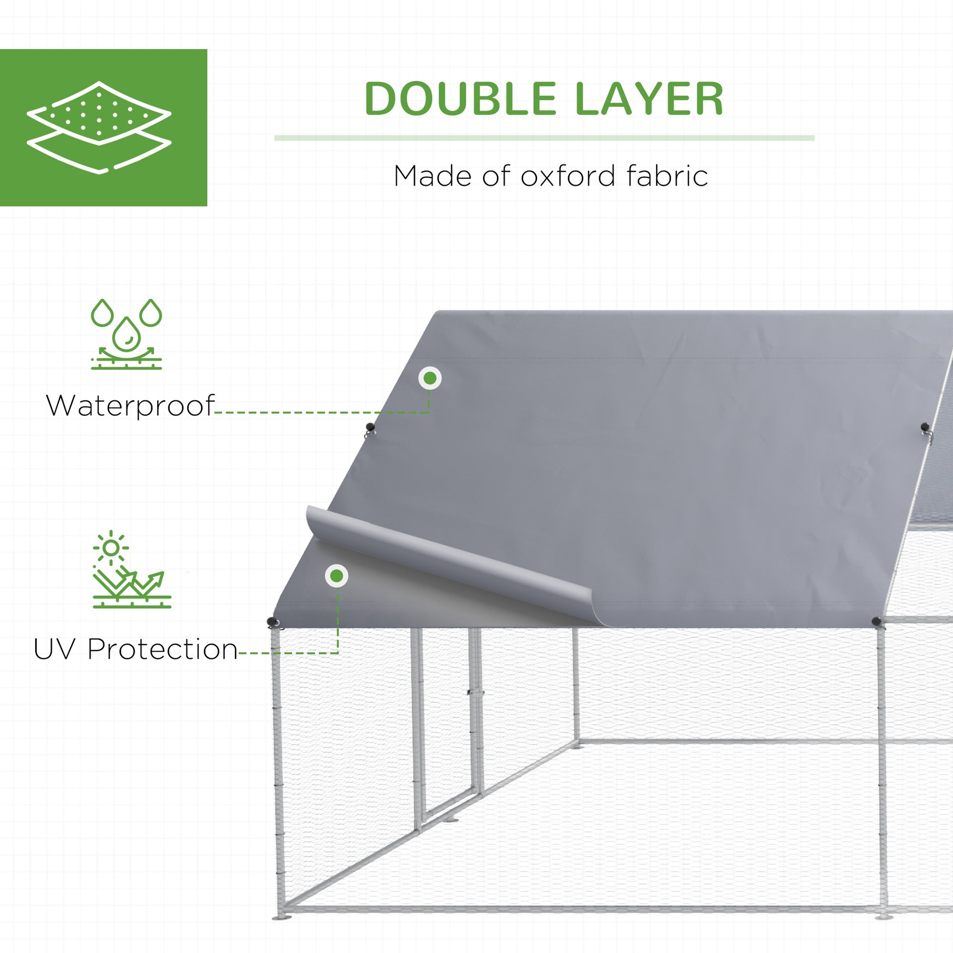 PawHut Large Chicken Coop Metal Chicken Run for Chickens with Waterproof and Anti-UV Cover, Spire Shaped Walk in Fence Cage Hen House for Outdoor and Yard Farm Use, 1.3" Dia, 9.8' x 26.2' x 6.4'