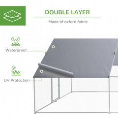 PawHut Large Chicken Coop Metal Chicken Run for Chickens with Waterproof and Anti-UV Cover, Spire Shaped Walk in Fence Cage Hen House for Outdoor and Yard Farm Use, 1.3" Dia, 9.8' x 26.2' x 6.4'
