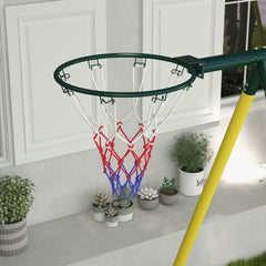 Outsunny Metal Swing Set for Backyard 5 in 1 Design Holds up to 440 lbs. for Ages 3-8, Yellow