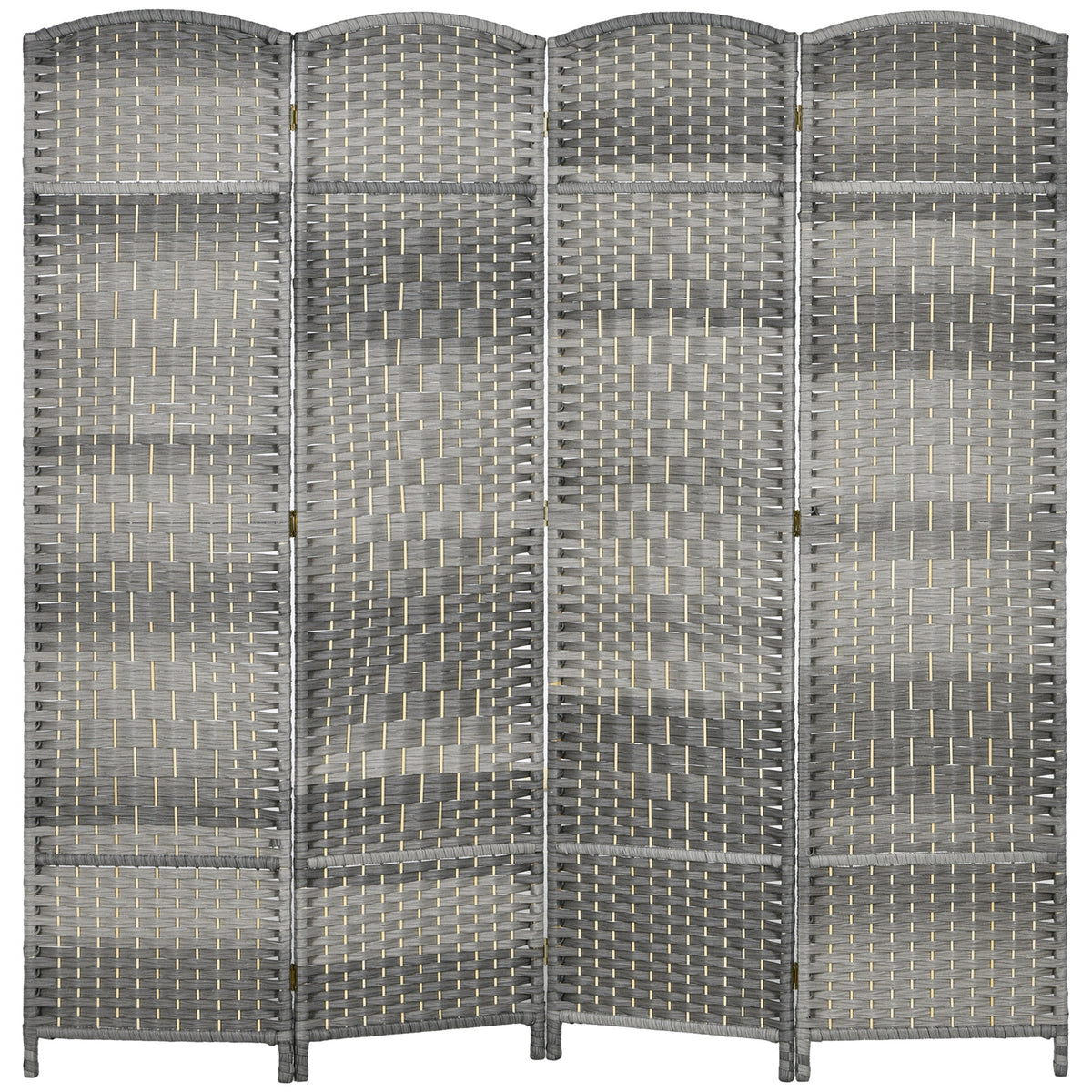 HOMCOM Folding Room Divider Screen 4 Panel 6' Tall Privacy Screen Freestanding Wood Partition for Home Office, Mixed Gray