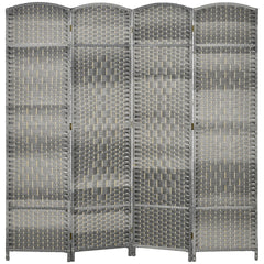 HOMCOM Folding Room Divider Screen 4 Panel 6' Tall Privacy Screen Freestanding Wood Partition for Home Office, Mixed Gray